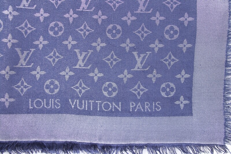 Louis Vuitton Monogram Shine Tuch Anthrazit Wolle Seide M75120