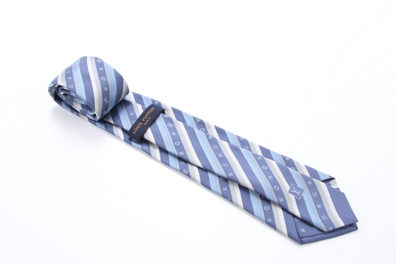 Louis Vuitton Tie Kravatte Tie Blau Grau Weiss silk