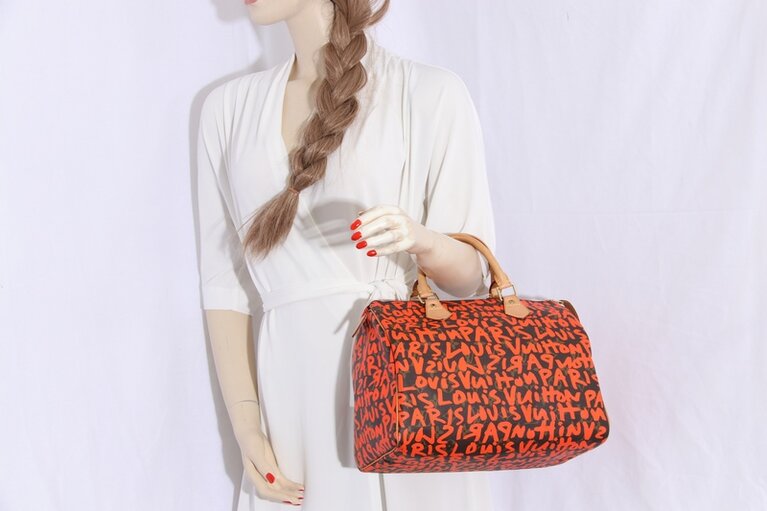 Louis Vuitton Speedy 30 Handbag Monogram Graffiti Orange M93705