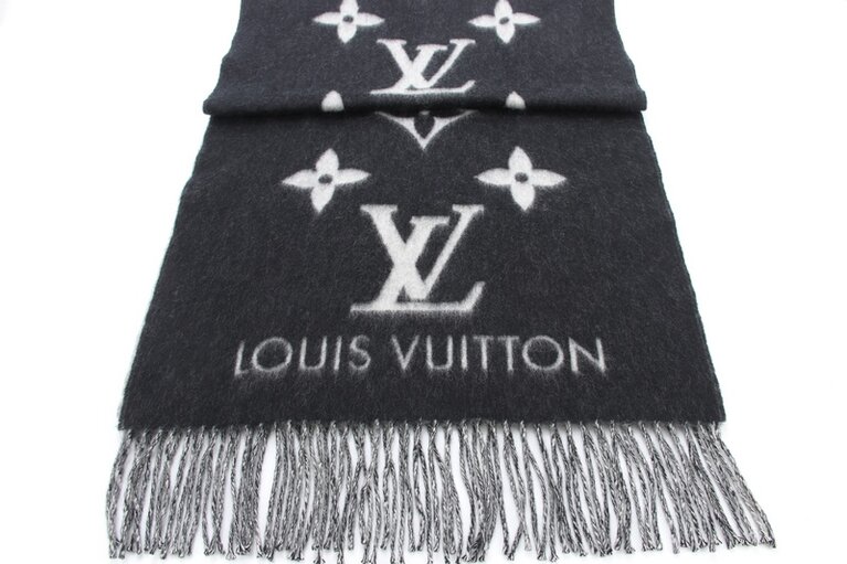 Louis Vuitton Reyajavik Unisex Dunkelgrau AnthrazitCashmere Schal Grau  M71040 black