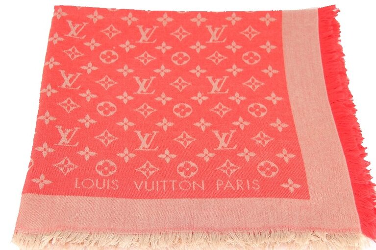 Louis Vuitton Monogram Tuch Denim Rot Wolle Seide m75262 