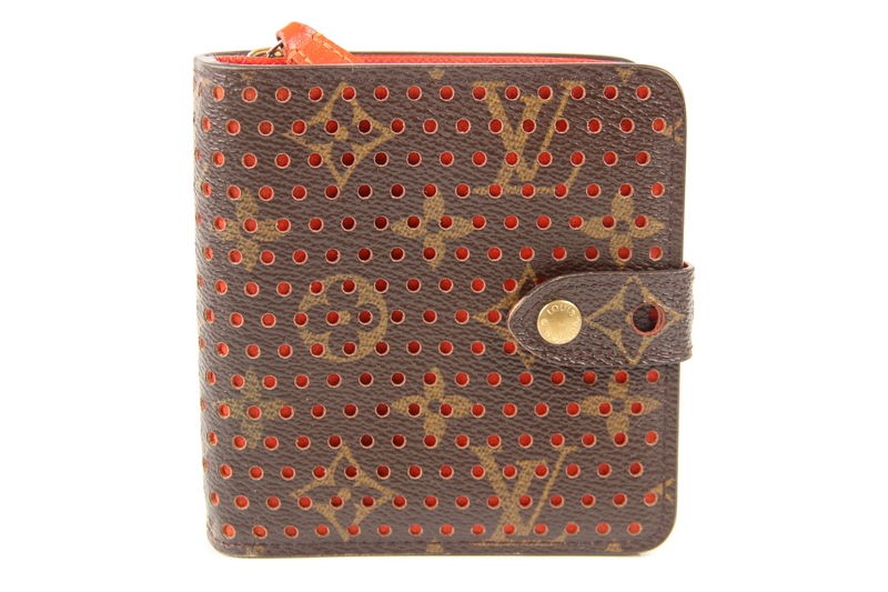 Louis Vuitton Portemonnaie Compact Zip Bifold Orange Monogram Canvas Perforated M95189