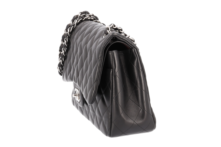 Chanel Classic Jumbo Single Flap Ketten Schultertasche Schwarz
