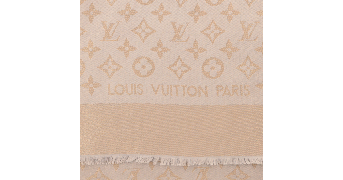 Louis Vuitton Monogram Tuch Shine Beige Wolle Seide M75121