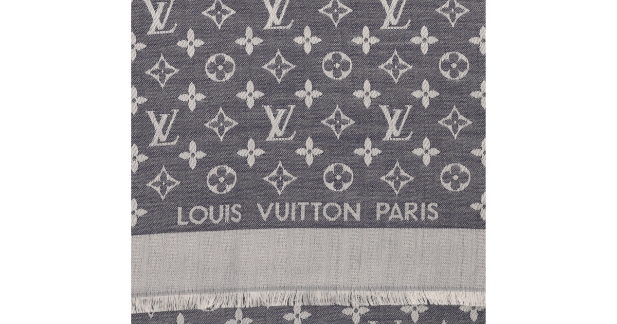 Louis Vuitton Monogram Tuch Denim Blau Wolle Seide M71376 