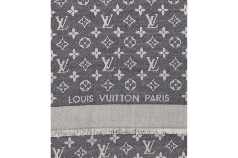 Louis Vuitton Monogram Tuch Denim Blau Wolle Seide M71376 