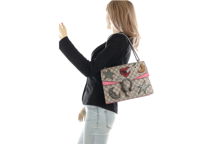 Gucci mittelgrosse Dionysus Guccissima Supreme Canvas Tasche Beige